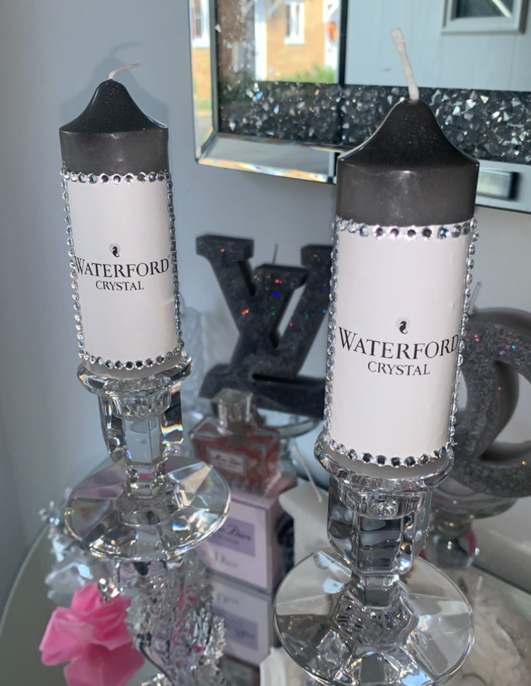 waterford crystal candles with diamonte label